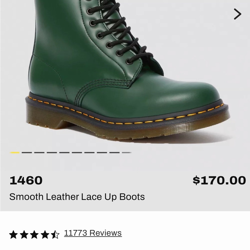 Doc Marten Green Leather Lace-Up Boots